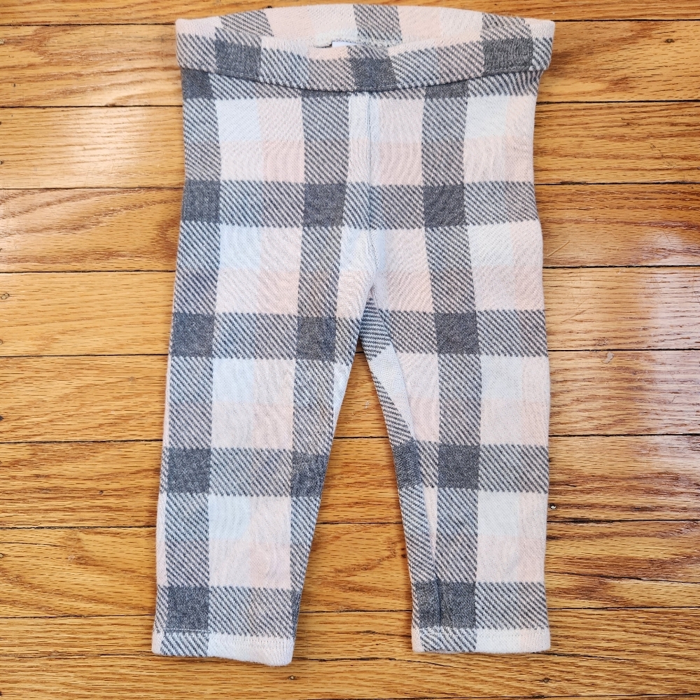 Janie and Jack white, gray, and pink plaid sweater pants 12-18 months baby girl